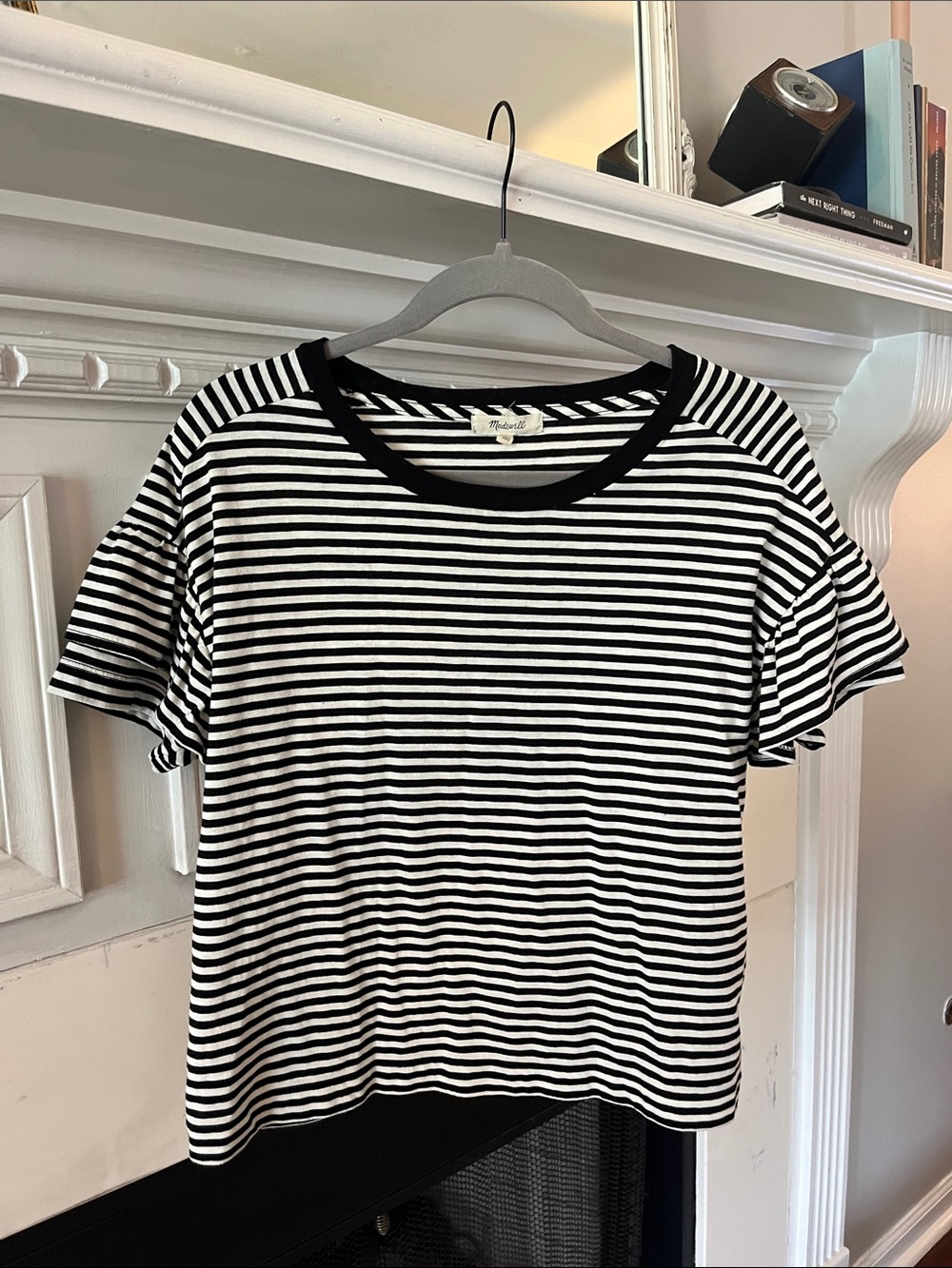Madewell Striped ruffle Sleeve Tee